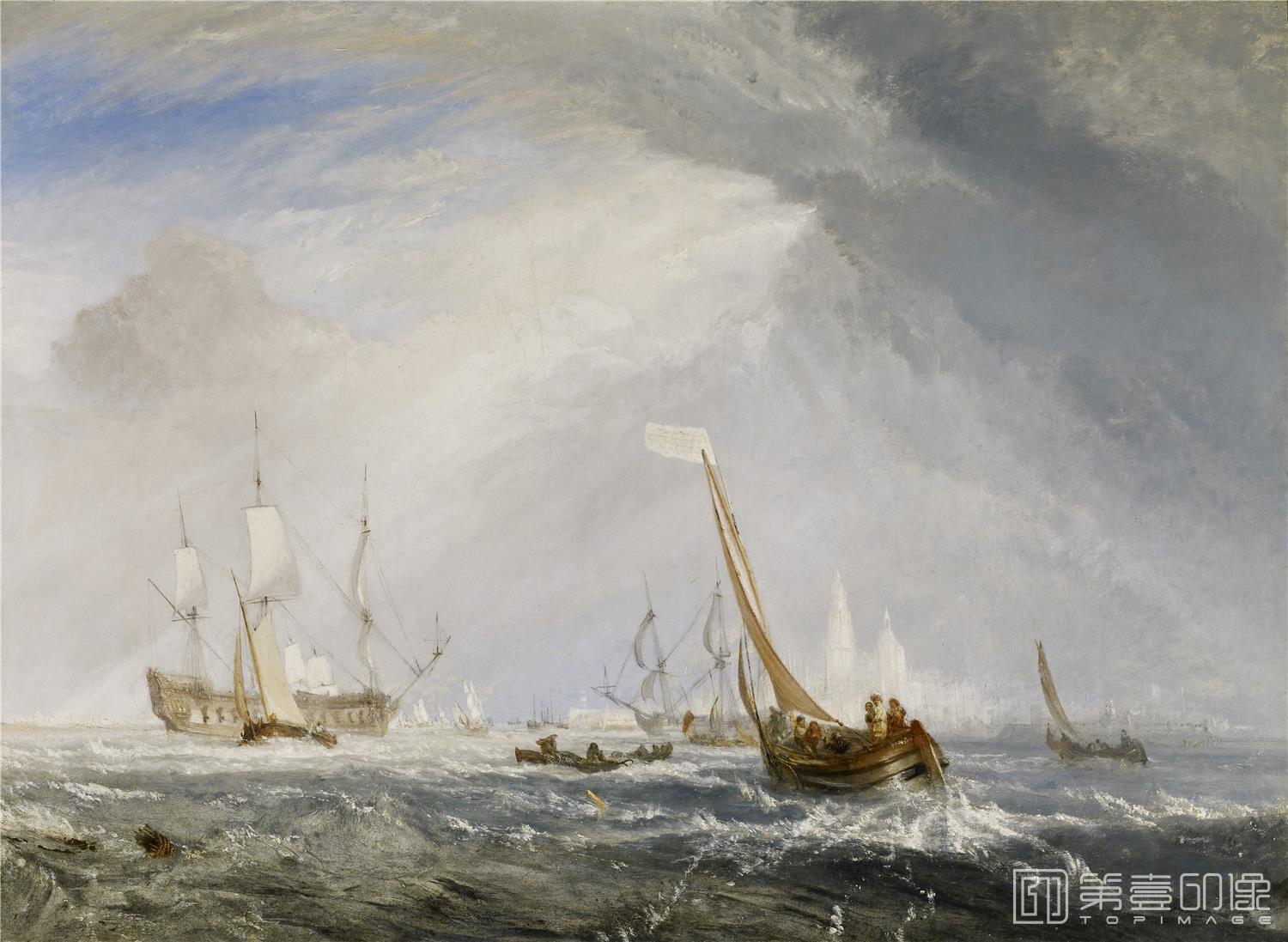油画-美国弗里克美术馆藏画-Joseph Mallord William Turner - Antwerp, Van Goyen Looking Out for a Subject, 1833-149